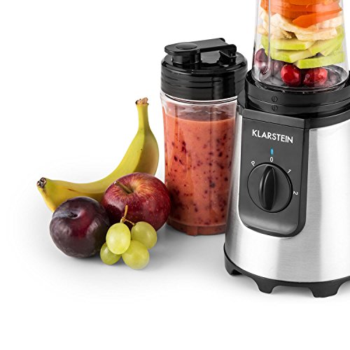 Klarstein • Shiva • Standmixer • Küchenmixer • Smoothiemaker • Blender • 350 Watt • Edelstahlklingen • 0,8 Liter Glaskrug (geschmacksneutral) • 2 Mixerbecher aus Kunsststoff (BPA-frei) • 2 Geschwindigkeitsstufen • Puls Funktion • Verschlussdeckel • schwarz - 6