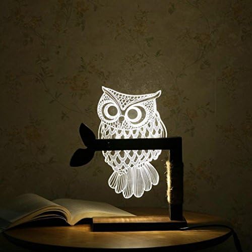 ZQQ 3D Night Light Owl Shape LED Dimmable Bedroom Bedside Table Desk Lamp