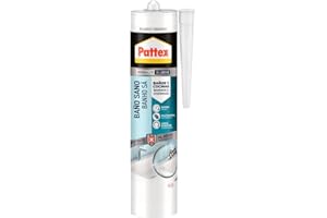 Pattex Baño Sano (1 x 280 ml), silicona impermeable resistente al moho, silicona blanca de alta calidad para baños y cocinas, silicona para juntas flexible y duradera, cartucho