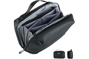 ACOPTON Electronic Organizer Accessory Tech Organizer with Handle, Waterproof Tech Organizer Travel Case, Travel Cable Storage Bag for Charger, USB, Cords, Power Bank (Black)