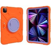 UnDePlus iPad Mini 7 (A17 Pro) Mini 6 ile uyumlu Kılıf Askılı Silikon Handle Ring Y&uuml;z&uuml;kl&uuml; Amour Tank Case Turuncu