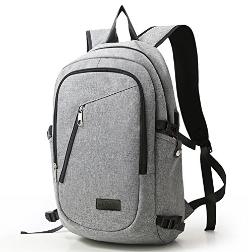 Preisvergleich Produktbild Joyousac Leinwand Laptop Rucksack, Seesack schlanke wasserdicht College School, umweltfreundliche Geschäftsreisen sollte mit USB-Ladefunktion Port grau Tasche