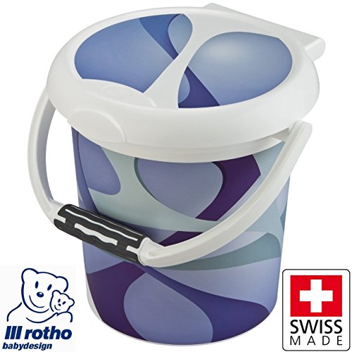 Rotho® Babydesign 11L Baby Nappy Changing Dispose Bin Bucket Pail Container with Nappy Sack Secure Ring 11 Litre (Swiss Made) (Space)