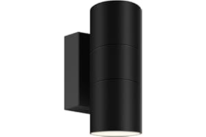 Kerry Outdoor Wall Lights, IP65 Waterproof Up Down Mains Powered Lighting, Outside Black Stainless Steel Wall Sconce with Push Connector, Exterior Wall Mount Lamp for Front Door Porch (Bulb Excl.)
