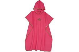 Retrok Poncho de surf de microfibra de gran tamaño, 110 x 90 cm, de secado rápido, ultraligero, con capucha, para cambiar de ropa, playa, para adultos, adolescentes, lavable a máquina (rojo rosa)