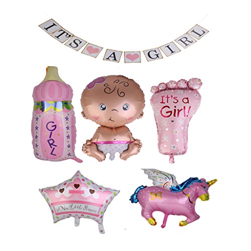 Gazechimp 6er Folienballon Boy / Girl Set Baby Party Geburt Fuß Flasche Luftballons - 3