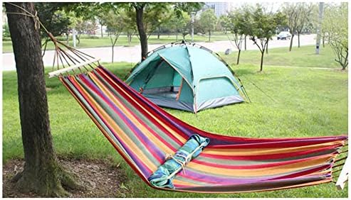 MONEYY Wooden stick canvas hanging sheet man hammock thickening canvas outdoor swing camping 200*80cm