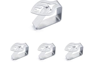 UTILYTAIS Pinzas para Mesa Exterior - Pack 4 - Clips Mesa de jardín Exterior - Sujeta manteles para Mesa de terraza - Agarra manteles - Acero Inoxidable - Accesorios Autocaravana (Hoja)