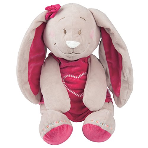 NOUKIES Peluche Framboise/Grege/Blanc Motif Pili 25 cm