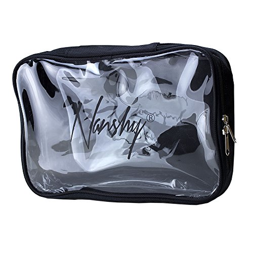 Nanshy Black Travel Cosmetic Makeup Organiser Bag with Clear Transparent Front and Zip - See Through - Great for Airport Cabin Flight Holiday Toiletry