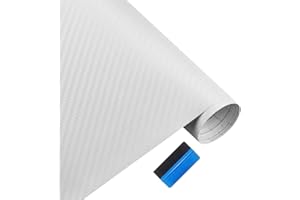 NewL 3D Carbon Fiber Vinyl Wrap Roll with Air Release Bubble Free Adhesive Film Contain Installation Tools (White, 30cm x 150cm)