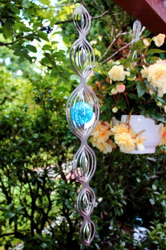 Windspiel Mobile „LANZE“ mit 50 mm Glaskugel aus Edelstahl -Farben nach Wunsch-absolut Wetterfest- - 2