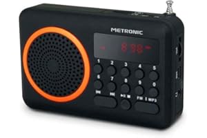 Metronic Radio Alarm Clock MP3 USB Port Standard Black and Orange