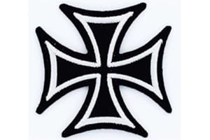 hotrodspirit - Patch Croix de Malte Noir Argent ecusson Rock Roll Biker