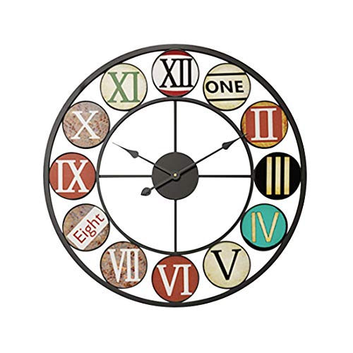 Fgurtu Wall clock, wall clock Likleuk intage 50CM /19.7 inch hollow metal Silent Wall Clocks European intage Wall Clock Without Tick sounds for living room kitchen