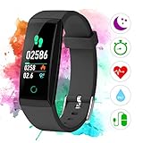 Uhruolo Fitness Armband Tracker mit Pulsmesser Pedometer Wasserdicht Aktivit?Tstracker Für Frauen M?Nner Kinder