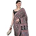 SAREE MALL Women's Ajrak Block Print Dola Silk Saree With Unstitched Blouse Piece