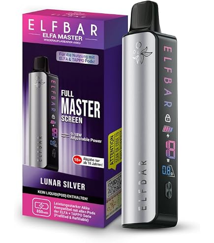 Elfbar Elfa Master – 850 mAh Profi Vape Basisgerät, kompatibel: Elfa & Lost  Mary Pods, Display, regelbare Leistung - Kein Liquid, kein Nikotin  enthalten + lustiger Hookain Sticker