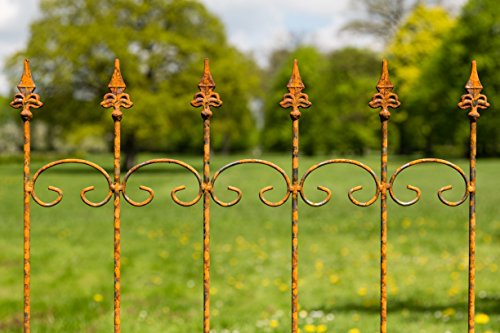 Nostalgischer Metallzaun / Beetzaun H: 91cm, Rost / Roheisen - 6