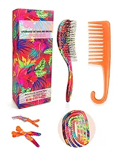 MIUSKATL Detangling Brush Set - Detangler Brush for Curly Thick Natural Straight Fine Wet or Dry Hair Wet Brush Detangling Brush with 3 Alligator Styling Sectioning Clips Hair Brushes for Women and Kids