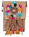 Produktbild Ethno Hippie Damen Umhängetasche mit Fransen - Hellbraun - Crossover Handtasche Minibag