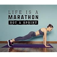 Motivations Wandtattoo Life is a Marathon not a Sprint, Sport Wandaufkleber, Wandsticker in drei Größen für Fitness Raum