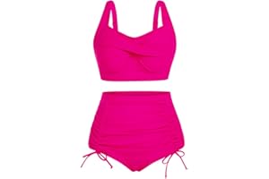 Hanna Nikole Damen Große Größen Hoher Taille Bikini Set Push Up Badeanzug Ruched Bauchweg Bademode Zweiteiliger Swimsuit