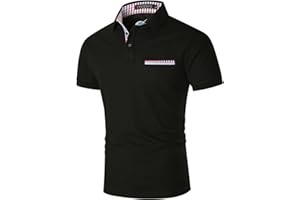 VHUQGVU Polo Homme Manche Courte Golf Tennis Contrasté Plaid épissure Casual Sport T-Shirt