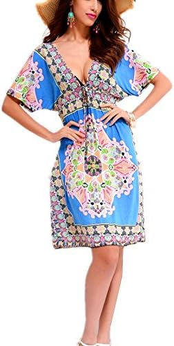 Womens Summer V-neck Cut Loose Bathing Suit Swimsuit Cover Up Beach Dresses