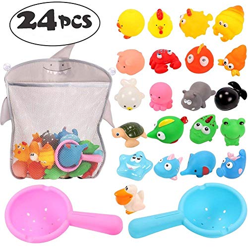 Tacobear 24 Piezas Juguetes Baño Bebe Juguetes Bañera Animales Juguetes Baño Niños con Organizador Juguetes baño