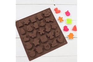 1 Pezzo Stampo per cioccolatini natalizi, BQRKOTM 3D Decorazione di Cottura, 25 stampi in silicone per caramelle, antiaderente, con forme a tema natalizio, per torte al cioccolato fai da te