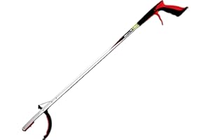 The Helping Hand Company - Recogedor de Arena Pro de 85 cm, recolector de Arena Resistente con Agarre Seguro y cómodo, recogedor de Basura y Hojas, Rojo/Plateado