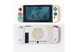 RREAKA Switch Zelda Case, Zelda Tears of The Kingdom Switch Protective Case, Portable Hard Shell Switch Accessory Case for Joy Con and Console, Dockable White Case for Nintendo Switch