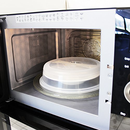 COM-FOUR® 3x Mikrowellenabdeckhaube aus Kunststoff, 26 cm Ø, transparent (3 Stück) - 6