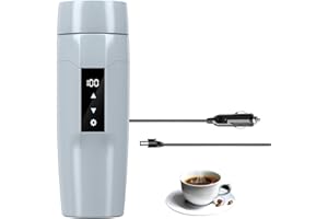 RAUWSEUL Bollitore elettrico per auto da 12 V con controllo della temperatura, regolabile da 40 ~ 100 ℃, mini tazza elettrica portatile, anti-perdite, tazza di isolamento a riscaldamento rapido da 80 W, febbre