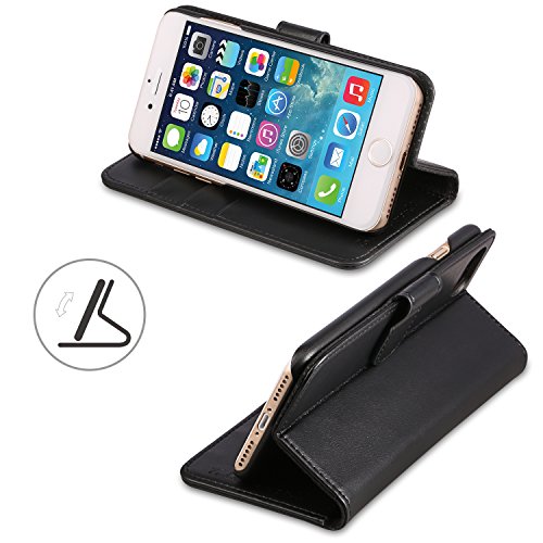 iPhone 7 Case, iPhone 8 Case TUCCH iPhone 7 Wallet Case [Lifetime Warranty] Classic Style Magnetic Closure Flip Book Cover with Card Slots and Hidden Pocket (Credit Card ID & Bill) Kick Stand Protection Wallet Case for iPhone 7/iPhone 8-Black