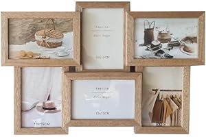LIN HOME Marco de Fotos 10x15 para Múltiples Fotos - Marcos de Madera con Diseño Sencillo Multiusos para 6 Fotos