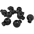 Spillbox Stopper Cord Lock, Black Plastic Toggle Stopper- for Shoelace, Paracord, Drawstrings, Bags, Clothing Strings - Pack of 10