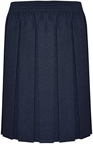 ELASTICATED SCHOOL SKIRT BOX PLEATED UNIFORM GIRLS KIDS ALL SIZES FREE DELIVERY (15-16, Navy)