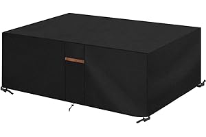 SanGlory Funda para muebles de jardín impermeable tejido Oxford 600D rectangular funda protectora para mesa de jardín resistente al viento para mesa y sillas 185x120x70 cm
