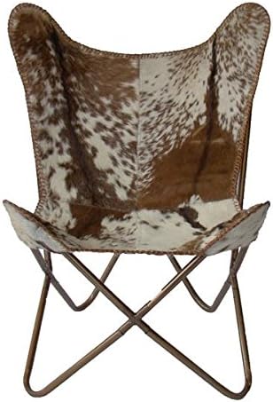 NuBuck Leather Butterfly Chair, Brown Splotch