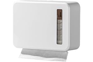 YOYIAG Montado Dispensador Toallas Papel: Montado Pared Sin Taladrar Caja Almacenamiento Dispensador Papel Baño Capacidad para 200 Hojas, Dispensador Toallas Papel para C, Z Dobladillo Papel (Blanco)