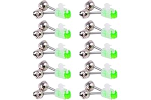 DWANG 10 Pcs Silver Fishing Rod Bells Double Bell 1.89 Inch Green Galvanized Fish Bite Alarm Portable Reusable Bite Indicator for Night Fishing Bite Indicators Fishing Tools