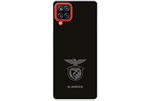 LA CASA DE LAS CARCASAS Coque pour Samsung Galaxy A12 - M12 du Benfica Bouclier fond noir pour protéger votre téléphone - Coque en silicone souple avec licence officielle Benfica
