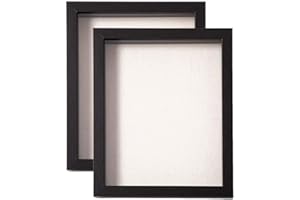 Muzilife Cornice 3D con tavola in tela, 20 x 25 cm, set di 2 cornici profonde in vetro per medaglie, banconote e foto (nero)