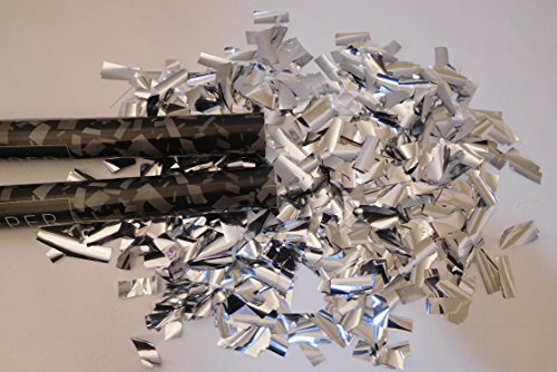 GW Handels UG 2er Set Konfettikanonen XL 80 cm Party-Popper Konfetti-Shooter Silber metallic Partykanonen Konfettibombe Hochzeit Geburtstag Silvester