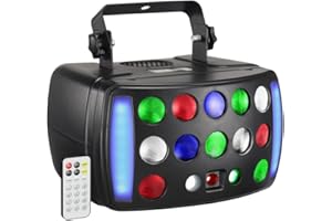 Stage DJ Light, WorldLite Disco Light 4-in-1 with RGBW Derby Beam, Led Strobe, Red Green Pattern and Marquee Effect, Perfect for Wedding Bar Club Disco Party Festival Stage & DJ Lighting