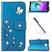 Produktbild Für Samsung Galaxy A3 2017 Hülle Rot,Leder,Galaxy A3 2017 Hülle Anime,Galaxy A3 2017 Hülle Bookstyle,EMAXELERS Galaxy A3 2017 Hülle Leder Flip Case,Galaxy A3 2017 Hülle für Mädchen,Galaxy A3 2017 Hülle Flip Case Wallet Leder,Galaxy A3 2017 Hülle Glitzer Bling Diamant Schmetterling Clover Muster PU Leder Ledercase Flip Tasche Wallet Schutzhülle Etui Tasche Handytasche Hülle für Samsung Galaxy A3 2017,Blue Clover with Butterfly and Diamonds