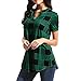 Produktbild Luckhome Damen Bluse Kurzarm V-Ausschnitt Elegant Hemd Casual Oberteile Tops Lässige Plaid Printed T-Shirt Mit Bedrucktes, Kurzärmeliges Lockeres DamenhemdGrünL2
