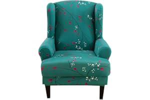 Highdi 2 Teilig Ohrensessel Überzug, Sessel-Überwürfe Ohrensessel Schonbezüge Bezug Sesselhusse Elastisch Stretch Tiger Stuhlbezug mit Armlehne Hohe Rückenlehne Universal (Kardamom)